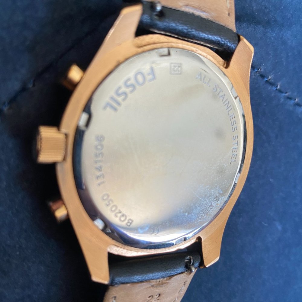 Men'sFossil Rose Gold Black Watch BQ2050 Like NEW - Picture 11 of 13